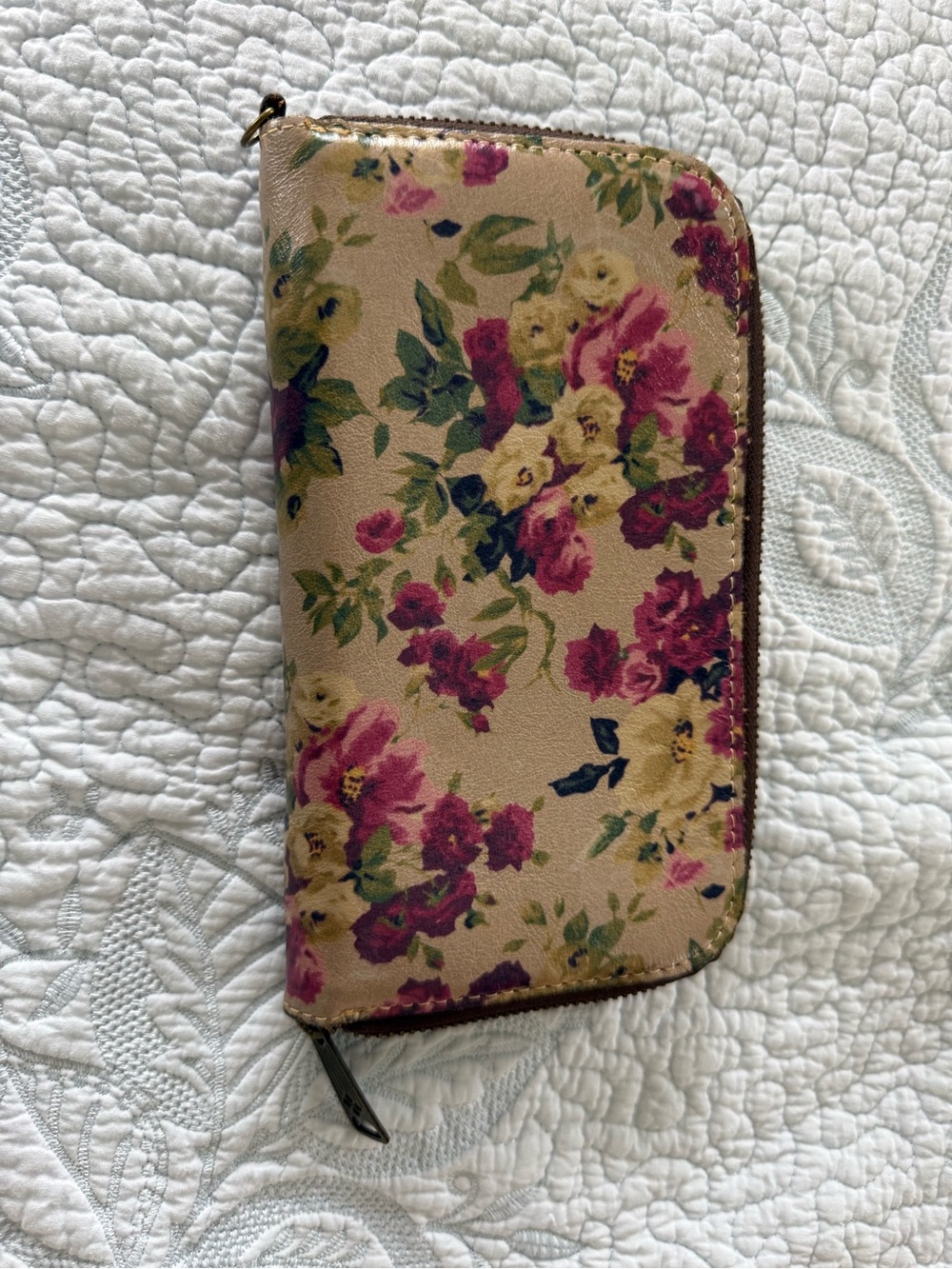 Patricia Nash Floral Zip Wallet in Beige, Pink, Yellow, Green